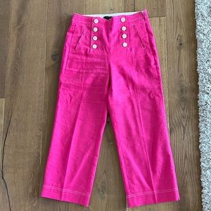 Jcrew bright pink sailor linen pants. Worn once!! Size 6